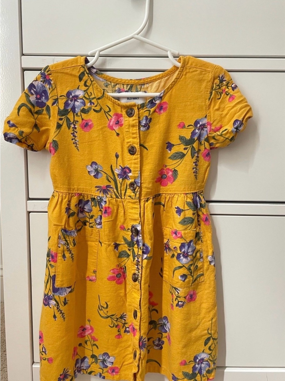 Old Navy Yellow Floral Button-Front Dress